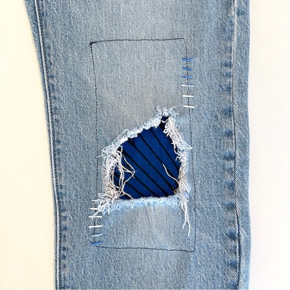 Res Ipsa Custom Levi’s Jeans Wedgie Straight Ankle High Waist Tango Light 25 - Picture 10 of 16